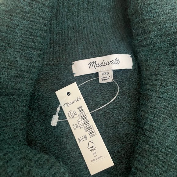 NWT Madewell Vinson Shawl-Collar Sweater, Green, XXS - Picture 4 of 10
